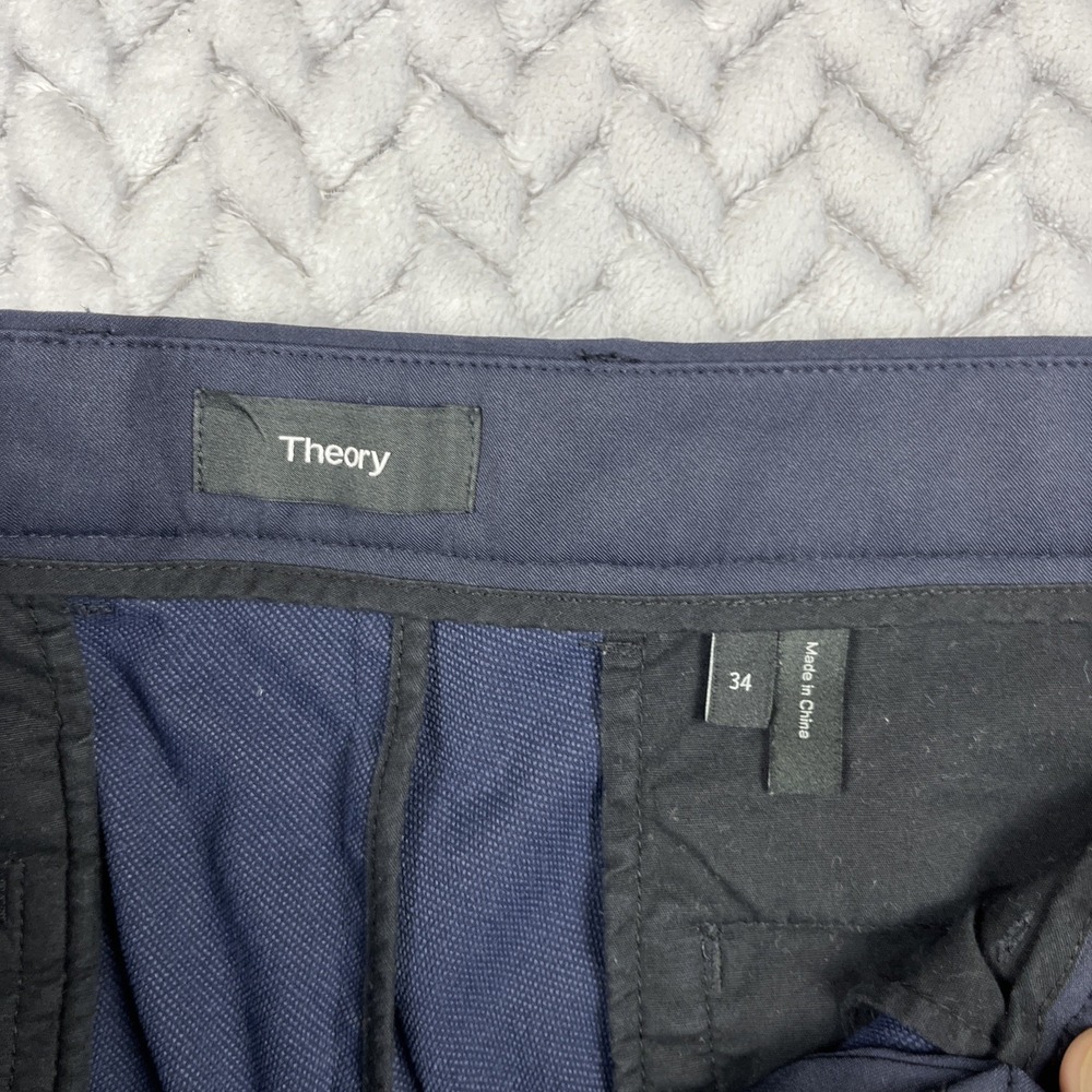 Theory Zaine SW Precision Pants Mens 34x31" Blue Slim Stretch Chino Performance - Picture 3 of 13